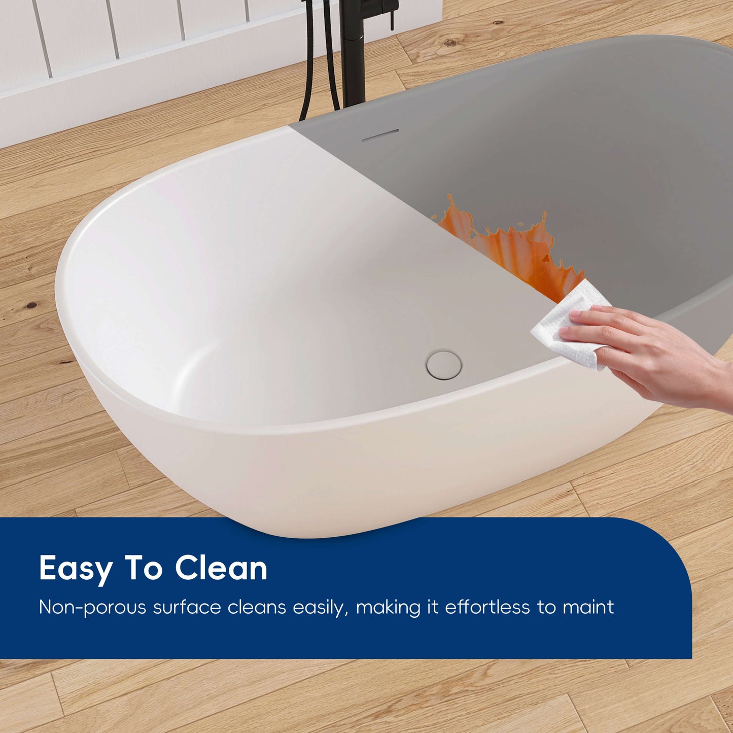 Medunjess 55'' Firmor Freestanding Bathtub Solid Surface Stone