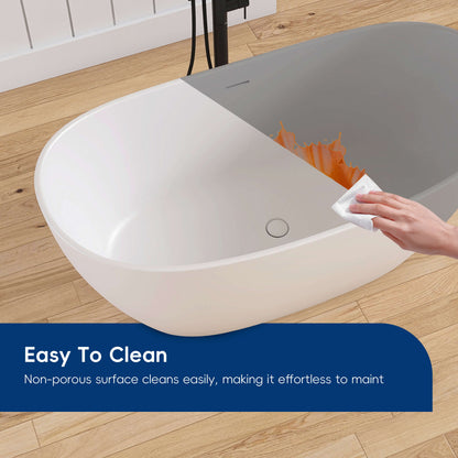 Medunjess 55'' Firmor Freestanding Bathtub Solid Surface Stone