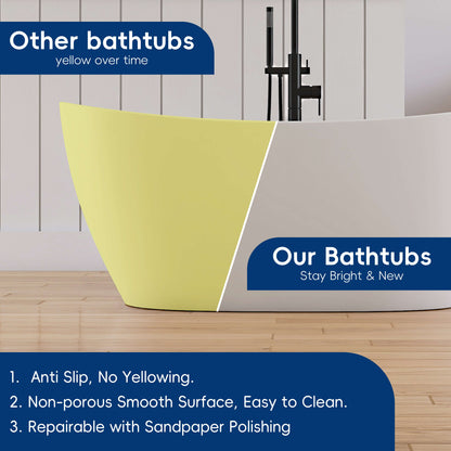 Medunjess 55'' Firmor Freestanding Bathtub Solid Surface Stone