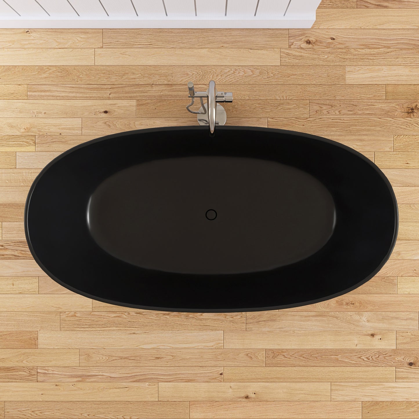 Medunjess 65" Black Solid Surface Freestanding Bathtub Deep Soaking Tubs
