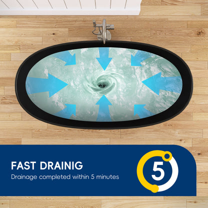 Medunjess 65" Black Solid Surface Freestanding Bathtub Deep Soaking Tubs