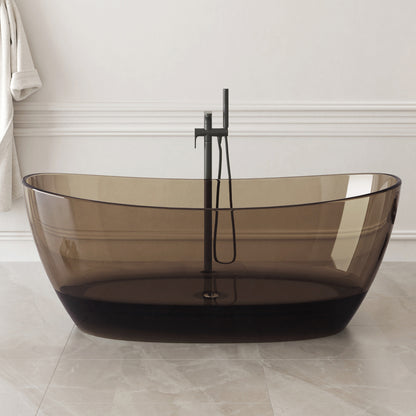 Medunjess 65" Modern Solid Surface Freestanding Bathtub Deep Soaking Tubs