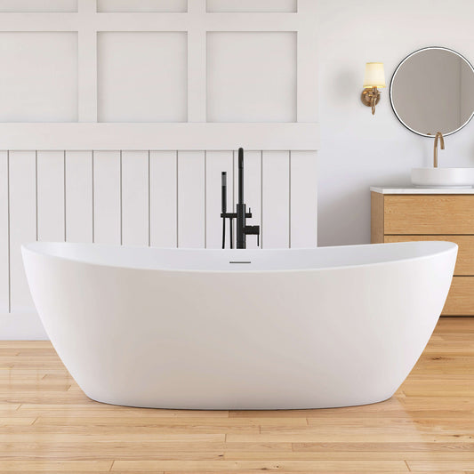 Medunjess 73'' Monolith Freestanding Bathtub Solid Surface Stone