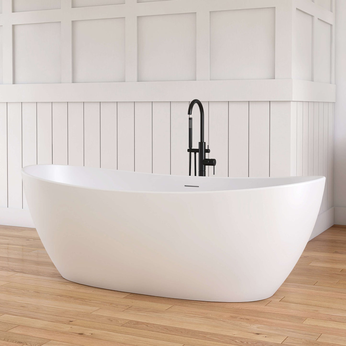 Medunjess 73'' Monolith Freestanding Bathtub Solid Surface Stone