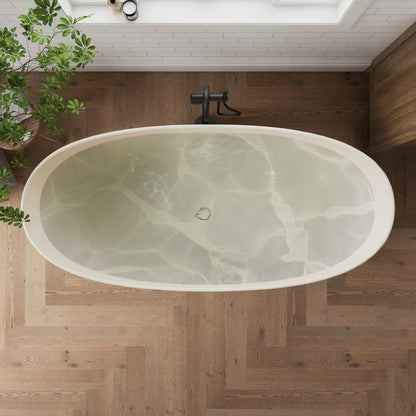 Medunjess 73" Milk-Coffee Monolith Freestanding Bathtub Solid Surface Stone