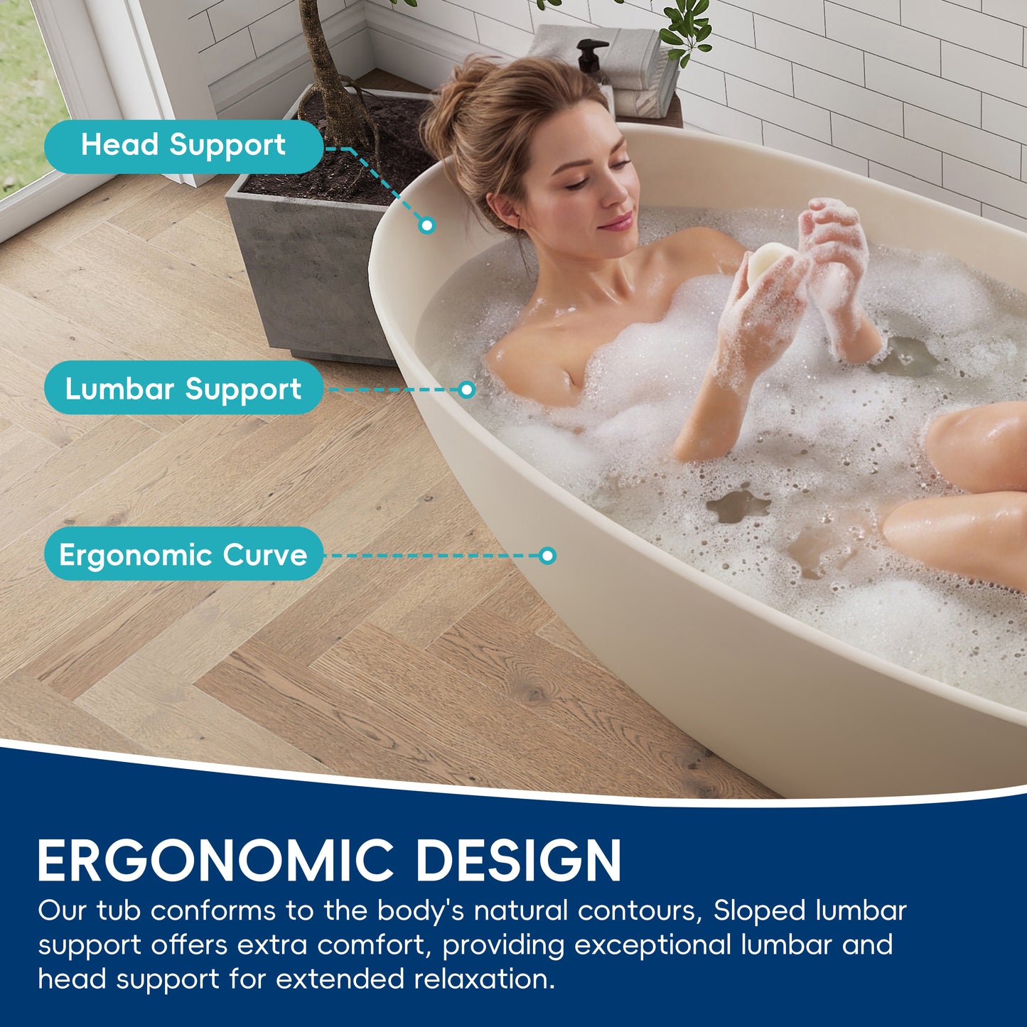 Medunjess 73" Milk-Coffee Monolith Freestanding Bathtub Solid Surface Stone