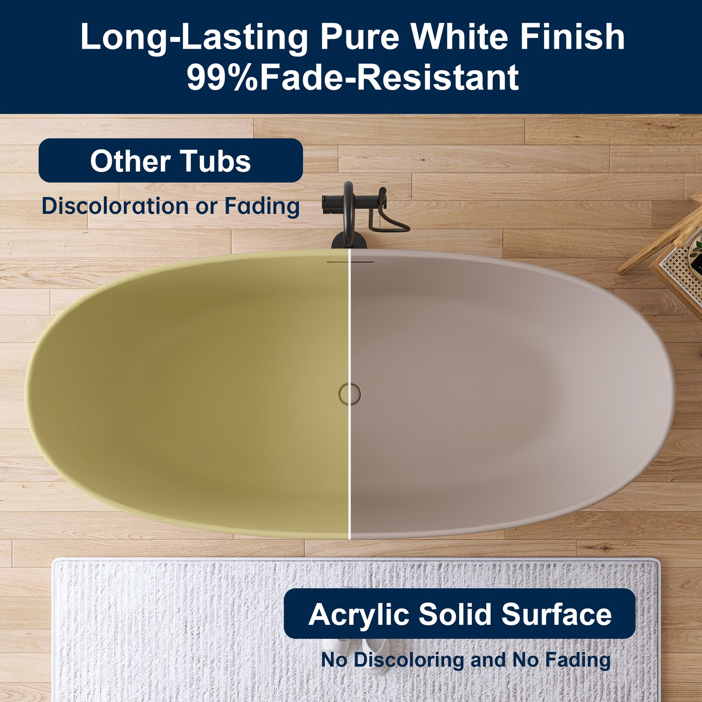 Medunjess 73" Gray-Coffee Monolith Freestanding Bathtub Solid Surface Stone