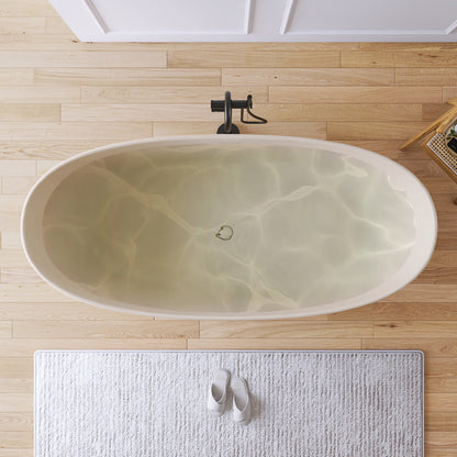 Medunjess 73" Milk-Coffee Monolith Freestanding Bathtub Solid Surface Stone
