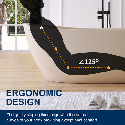 Medunjess 73" Milk-Coffee Monolith Freestanding Bathtub Solid Surface Stone