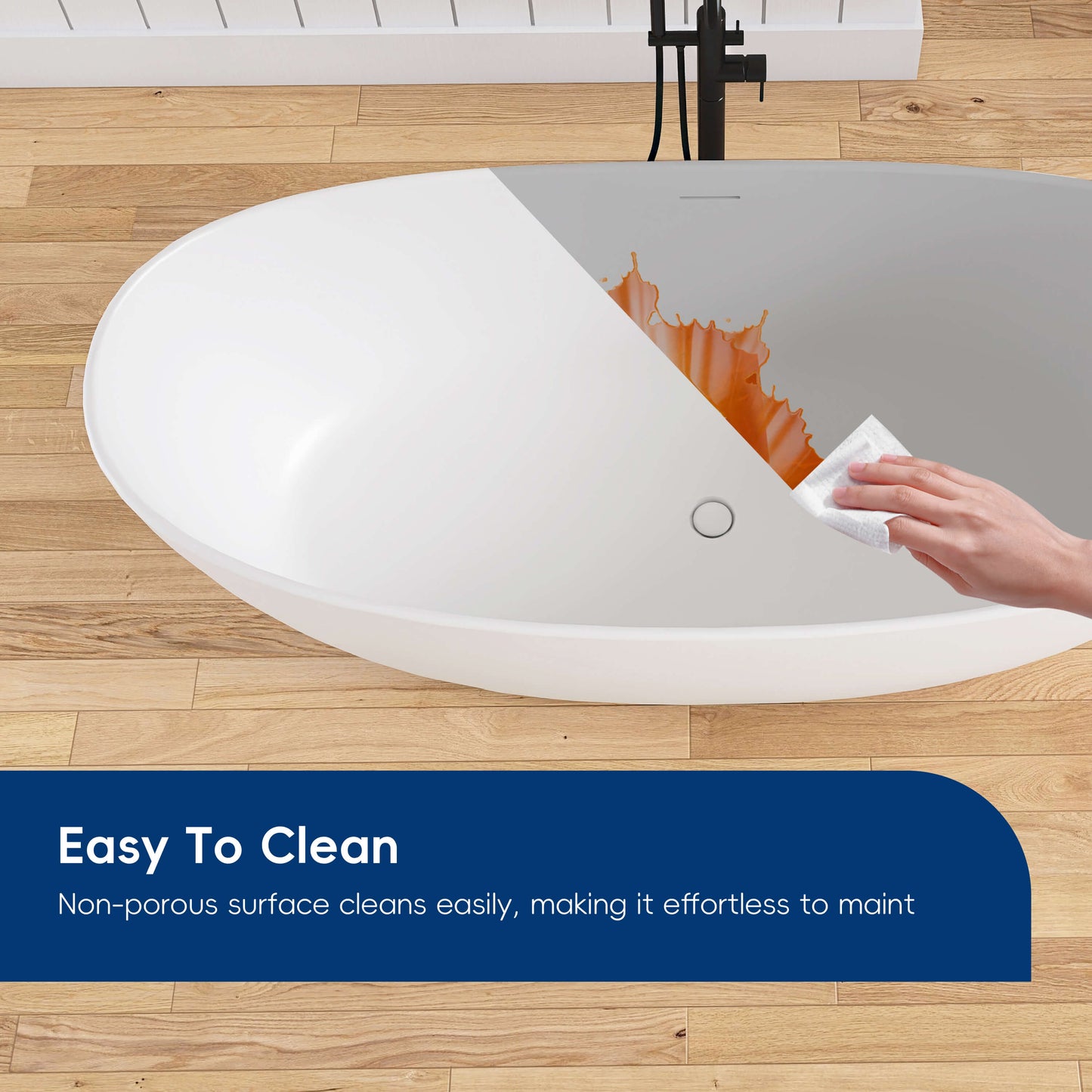 Medunjess 73'' Monolith Freestanding Bathtub Solid Surface Stone