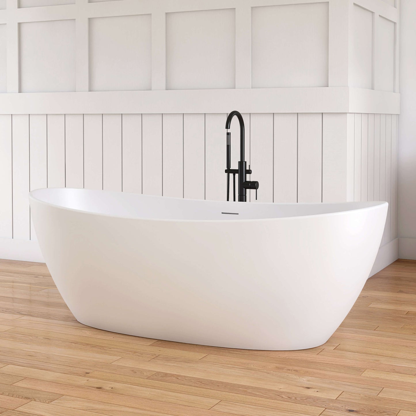 Medunjess 73'' Monolith Freestanding Bathtub Solid Surface Stone