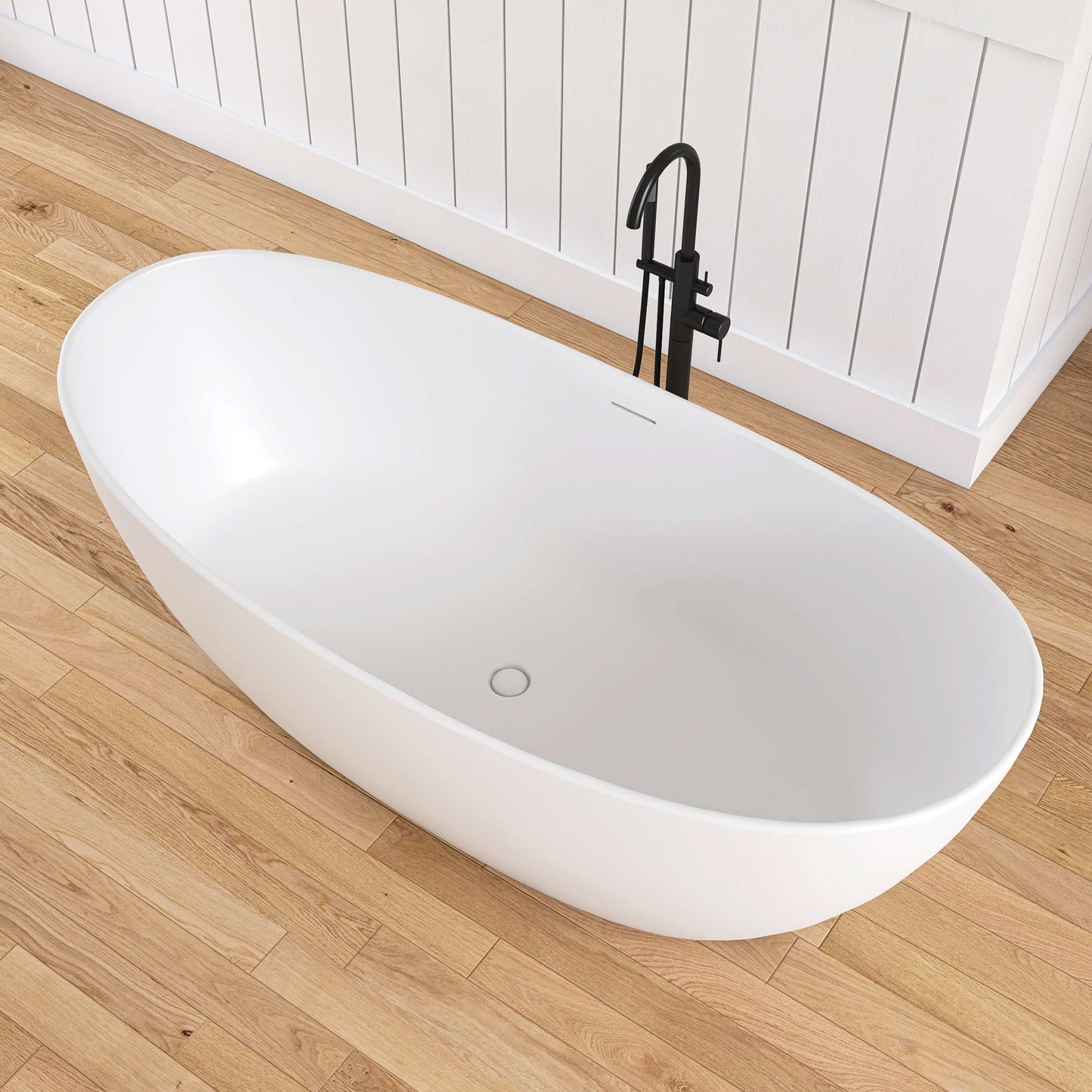 Medunjess 73'' Monolith Freestanding Bathtub Solid Surface Stone
