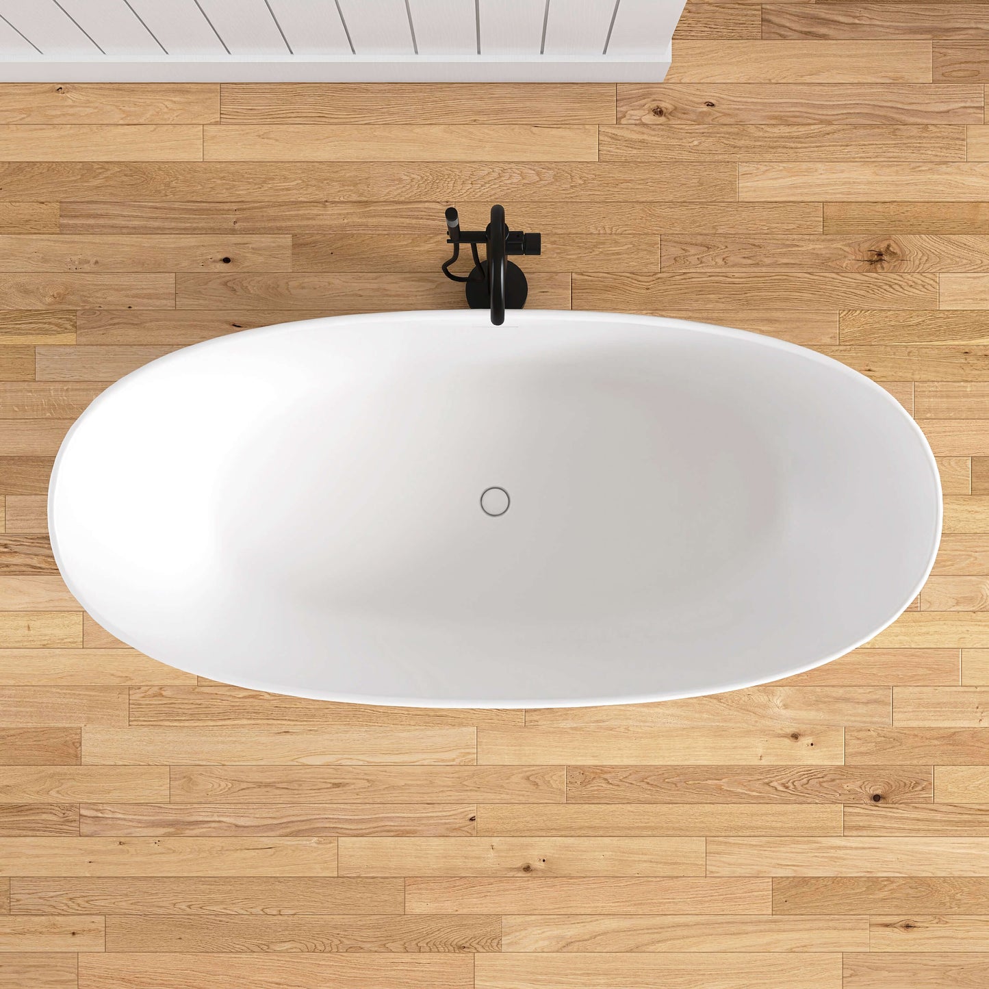 Medunjess 73'' Monolith Freestanding Bathtub Solid Surface Stone