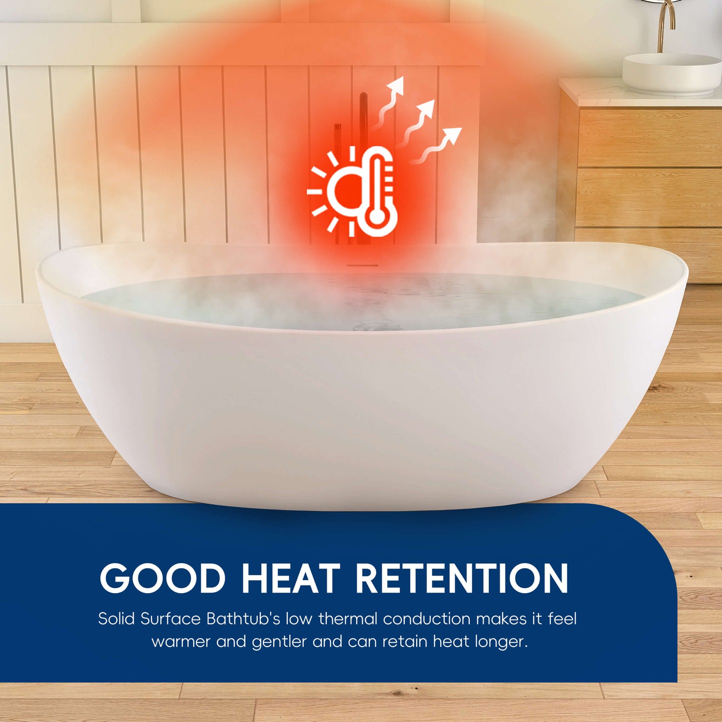 Medunjess 73'' Monolith Freestanding Bathtub Solid Surface Stone