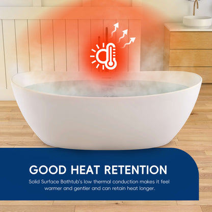 Medunjess 73'' Monolith Freestanding Bathtub Solid Surface Stone