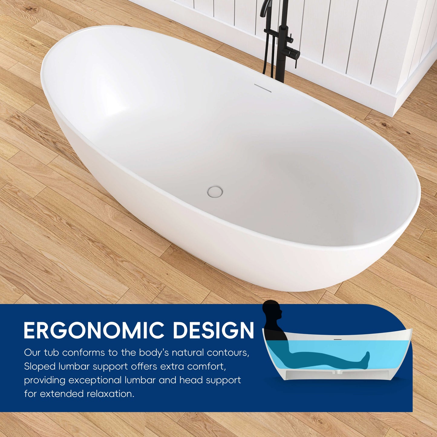 Medunjess 73'' Monolith Freestanding Bathtub Solid Surface Stone