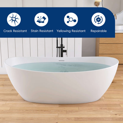 Medunjess 73'' Monolith Freestanding Bathtub Solid Surface Stone