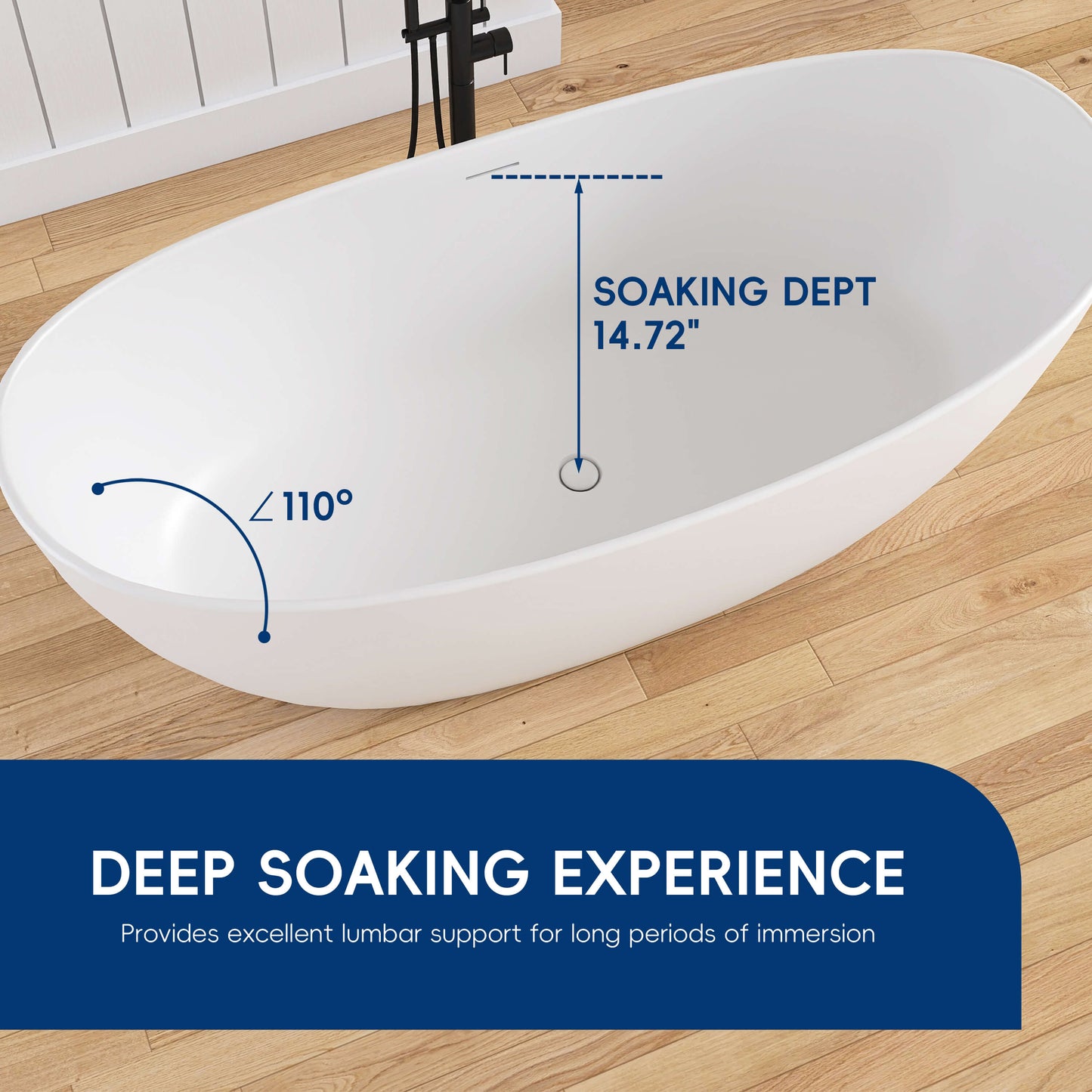 Medunjess 73'' Monolith Freestanding Bathtub Solid Surface Stone