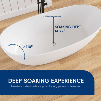 Medunjess 73'' Monolith Freestanding Bathtub Solid Surface Stone