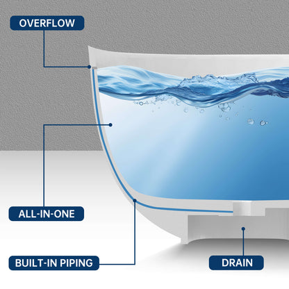 Medunjess 67'' Solium Freestanding Bathtub Solid Surface Stone