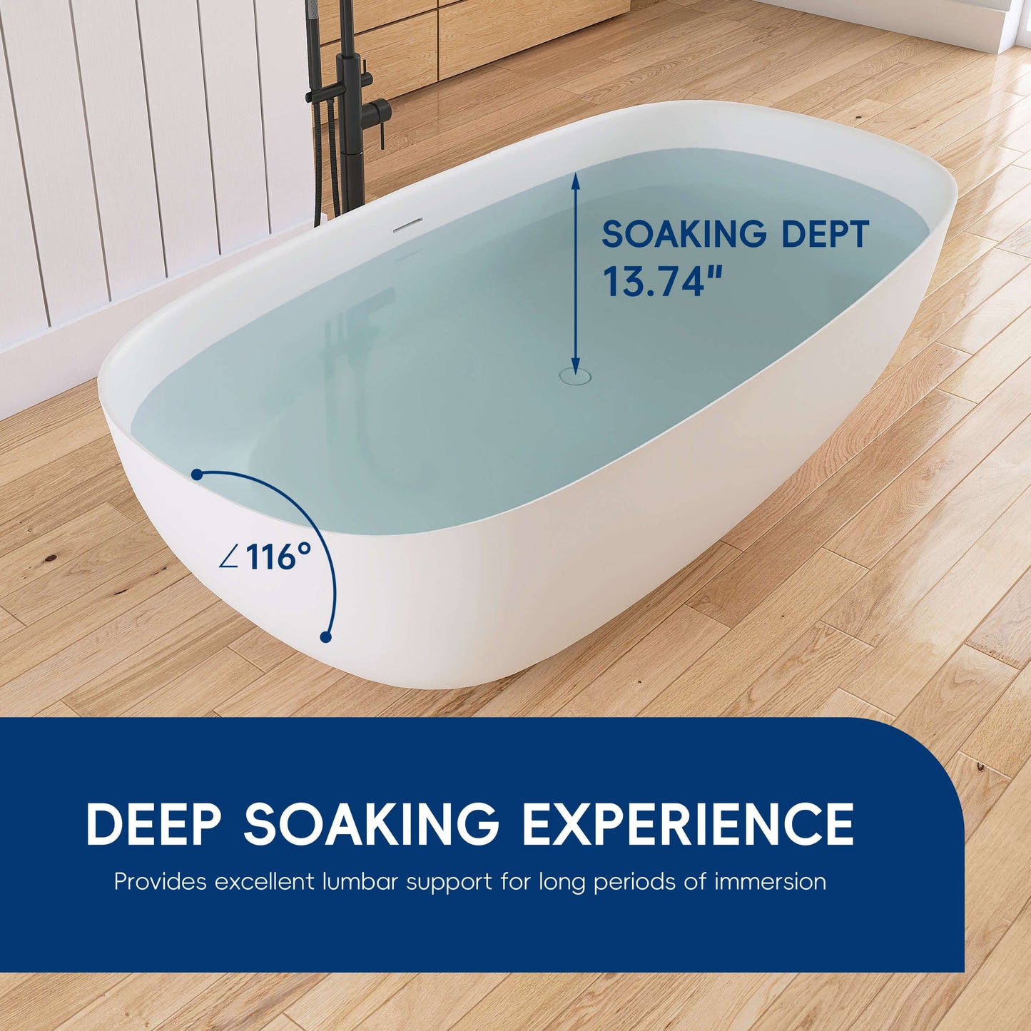 Medunjess 67'' Solium Freestanding Bathtub Solid Surface Stone
