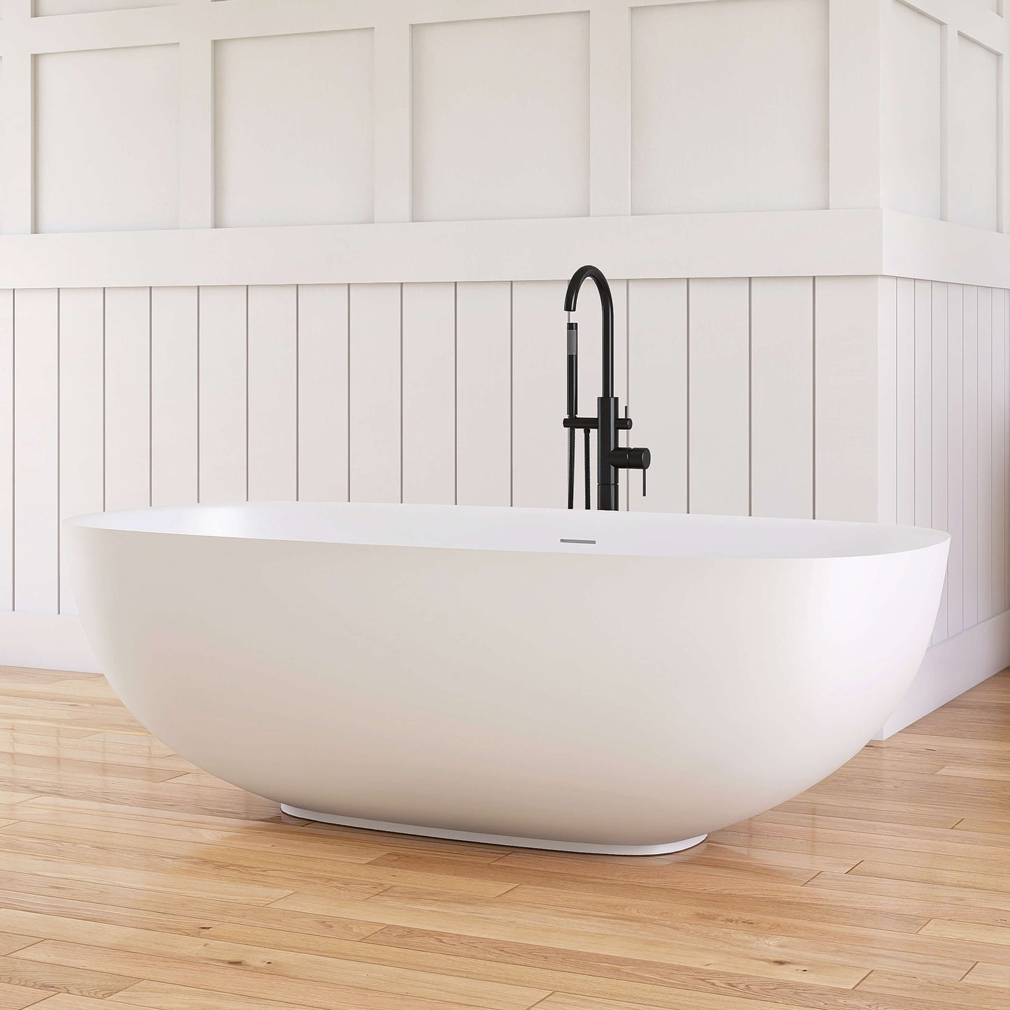 Medunjess 67'' Solium Freestanding Bathtub Solid Surface Stone