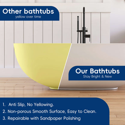 Medunjess 67'' Solium Freestanding Bathtub Solid Surface Stone