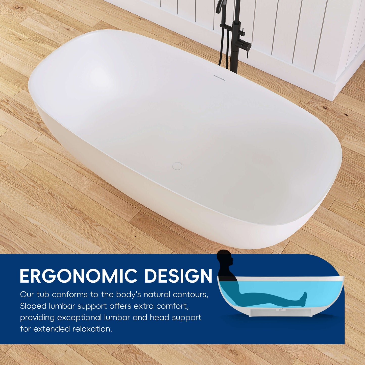 Medunjess 67'' Solium Freestanding Bathtub Solid Surface Stone