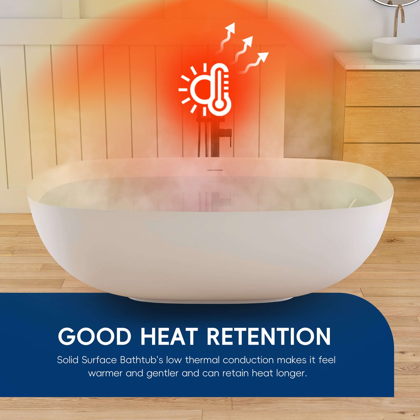 Medunjess 67'' Solium Freestanding Bathtub Solid Surface Stone