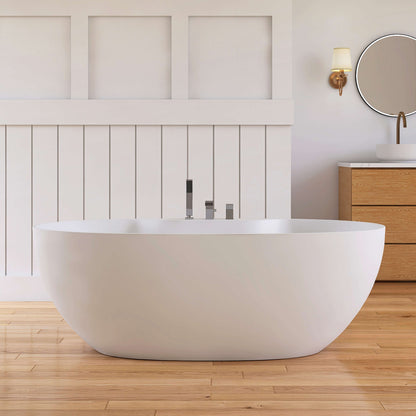 Medunjess 63'' Veridia Freestanding Bathtub Solid Surface Stone