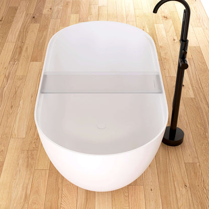 Medunjess 59"Freestanding Artificial Stone Bathtub with Shelf,Non-slip solid surface