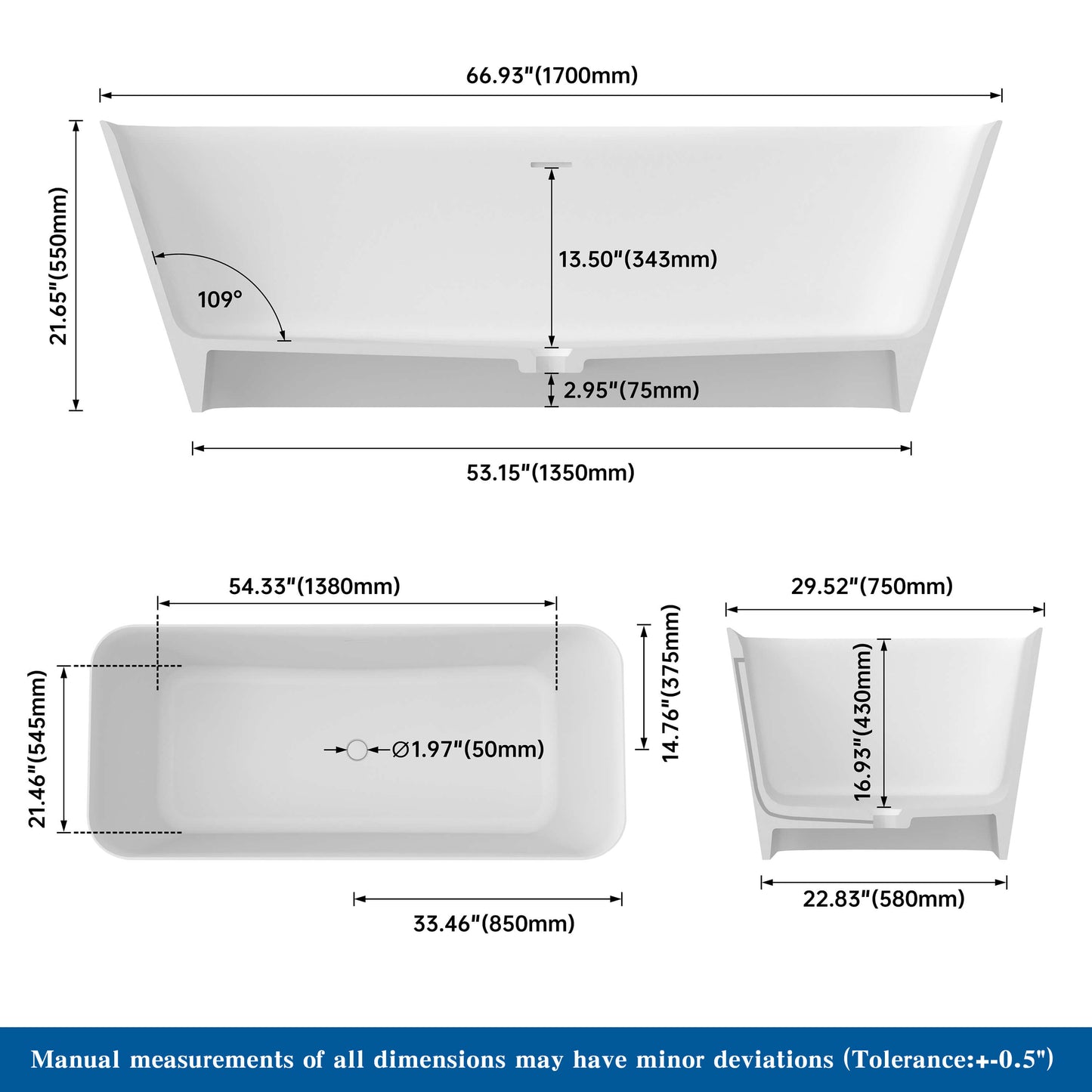 Measurement chart of a rectangular object with dimensions labeled