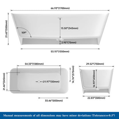 Measurement chart of a rectangular object with dimensions labeled