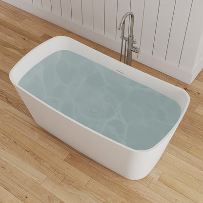Medunjess 57" Solid Surface Freestanding Bathtub Matte White Ergonomic Resin Stone Bath Tub