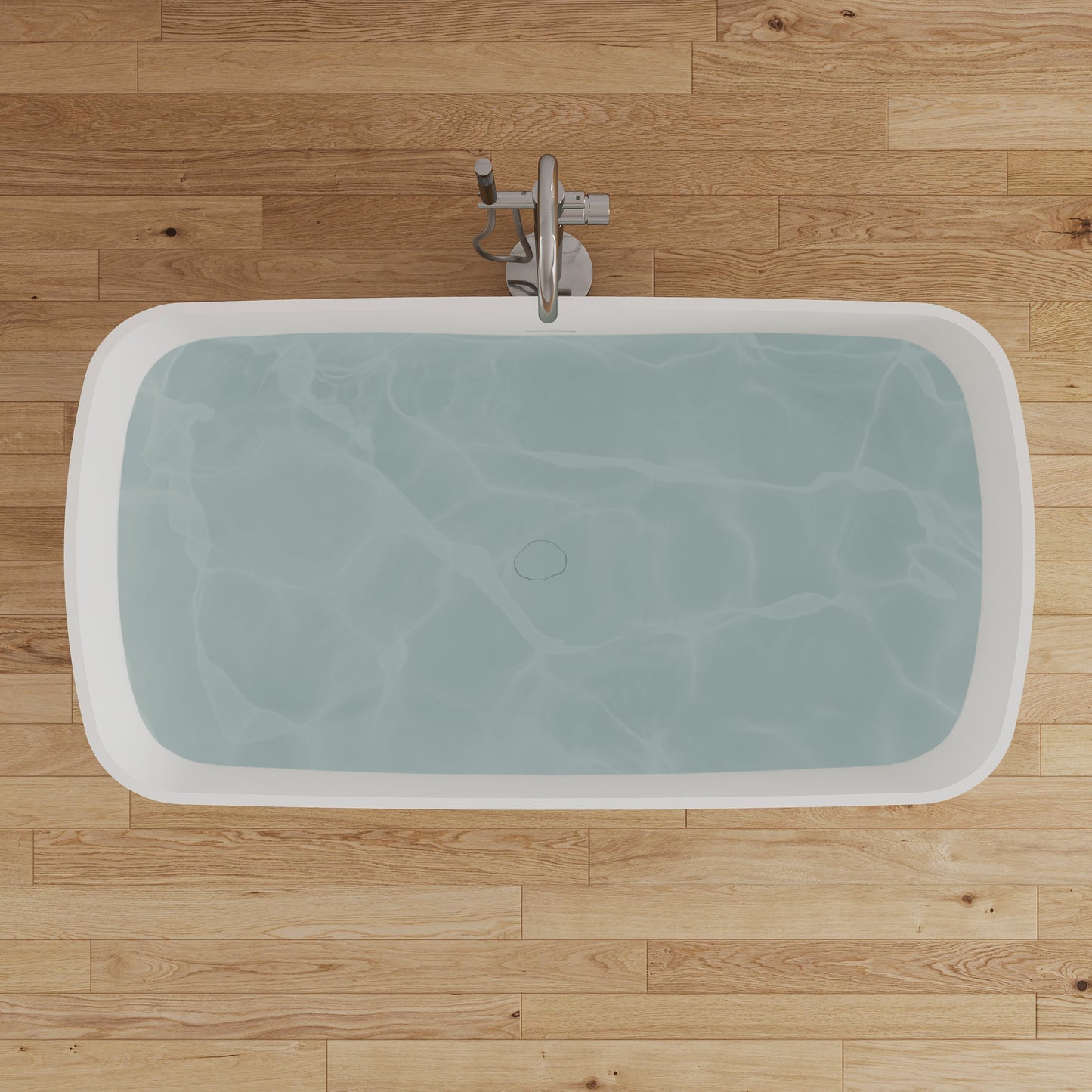 Medunjess 57" Solid Surface Freestanding Bathtub Matte White Ergonomic Resin Stone Bath Tub