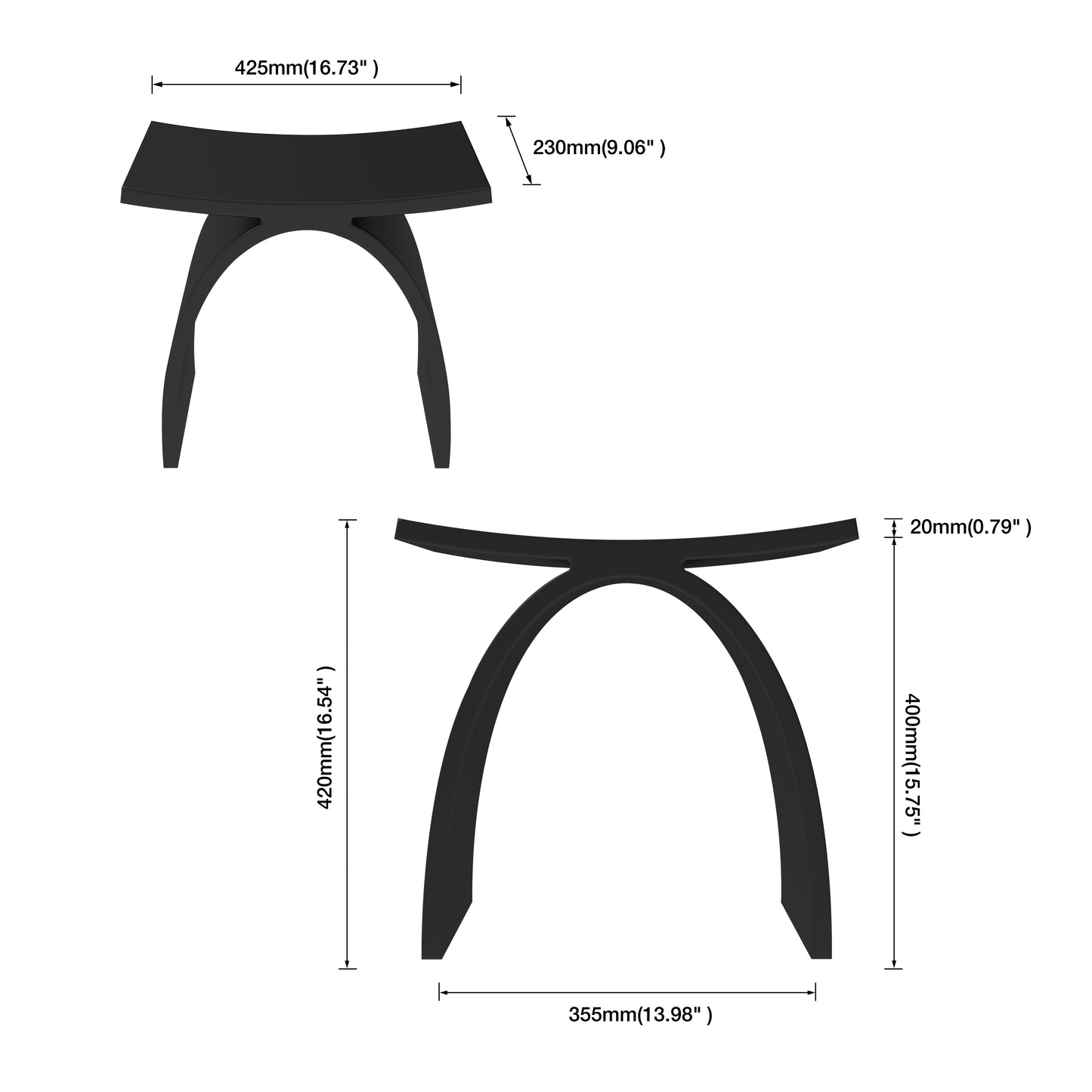 Medunjess Freestanding Shower Seat Solid Surface Shower Stool