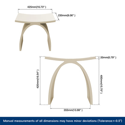 Medunjess Milk Coffee Freestanding Shower Seat Solid Surface Shower Stool