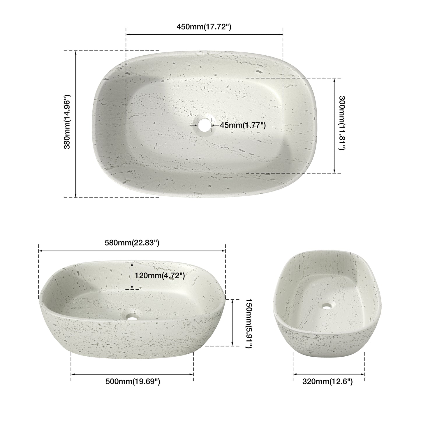 Medunjess 23"  Oval Terrazzo Patterned Above-Counter Bathroom Vanity Basin