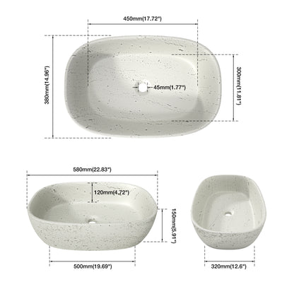 Medunjess 23"  Oval Terrazzo Patterned Above-Counter Bathroom Vanity Basin