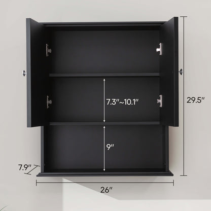 Medunjess 26 in. W x 30 in. H Wall Bathroom Cabinet Over The Toilet Storage