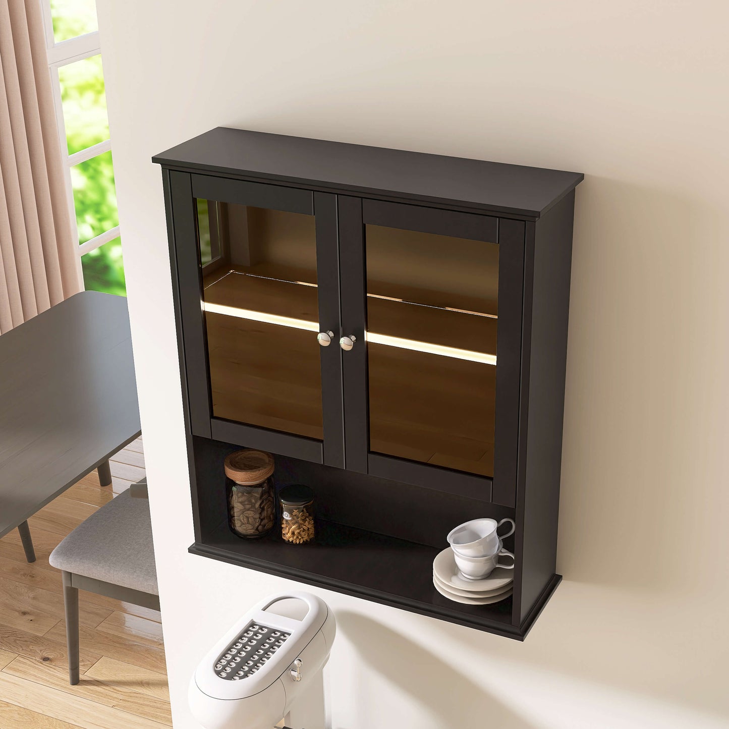 Medunjess 26 in. W x 30 in. H Bathroom Storage Wall Cabinet Fully Assembled with Sensor Light