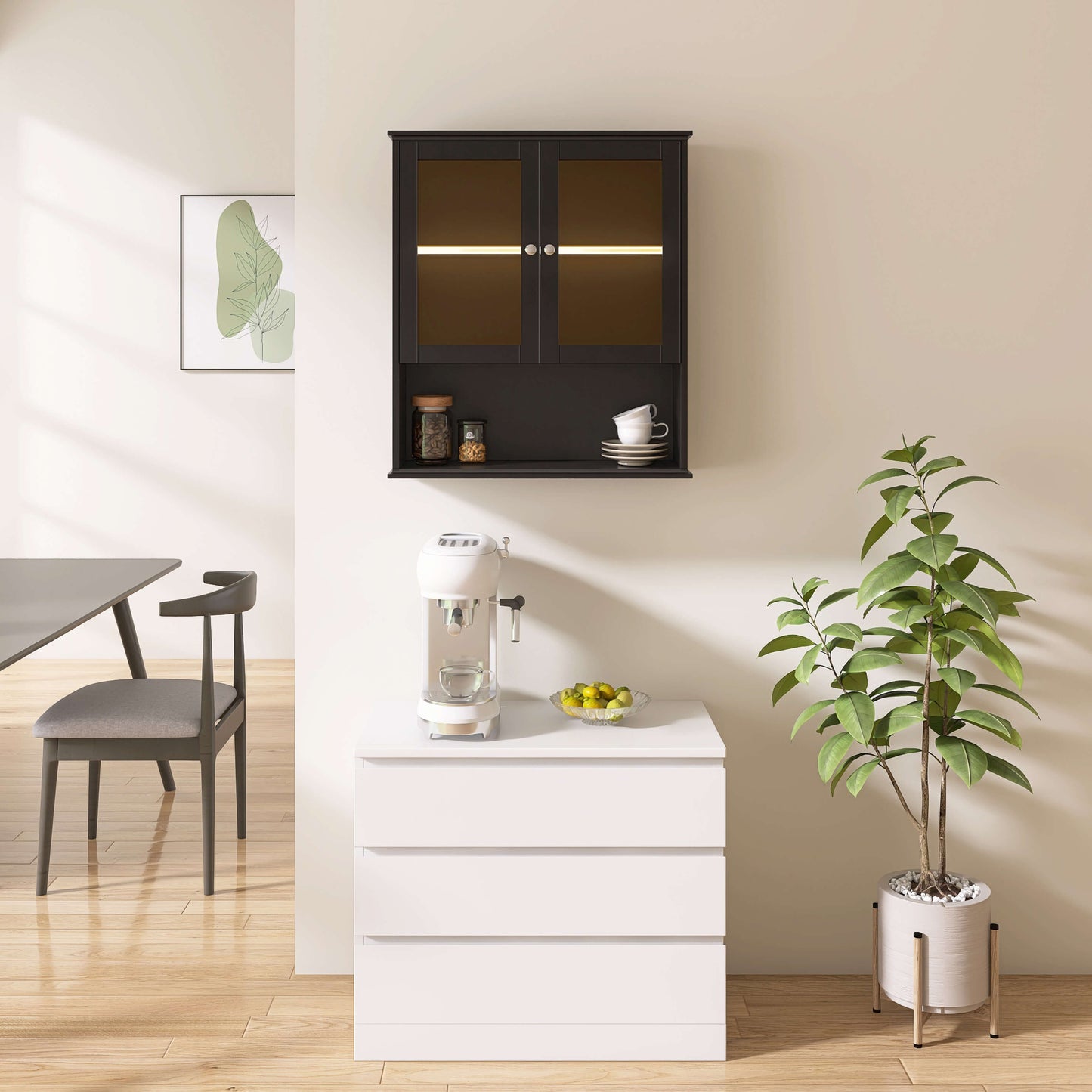 Medunjess 26 in. W x 30 in. H Bathroom Storage Wall Cabinet Fully Assembled with Sensor Light