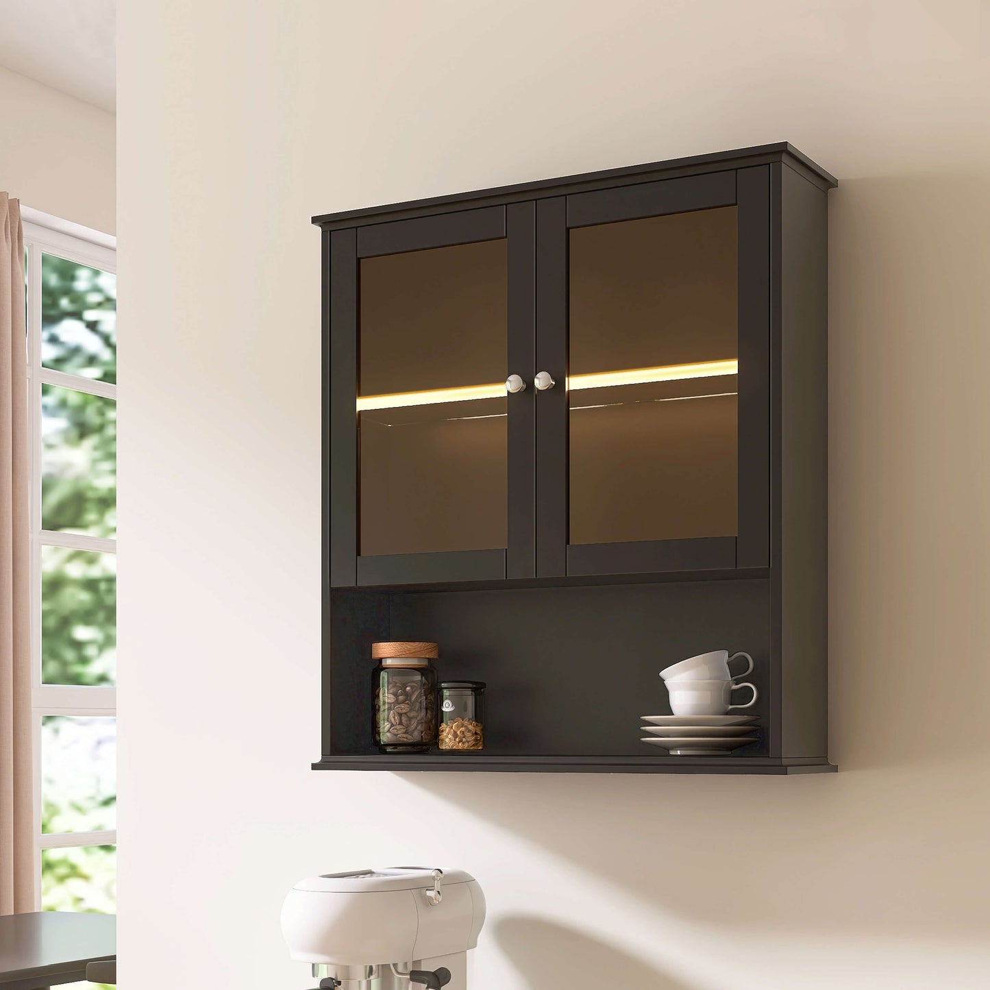 Medunjess 26 in. W x 30 in. H Bathroom Storage Wall Cabinet Fully Assembled with Sensor Light