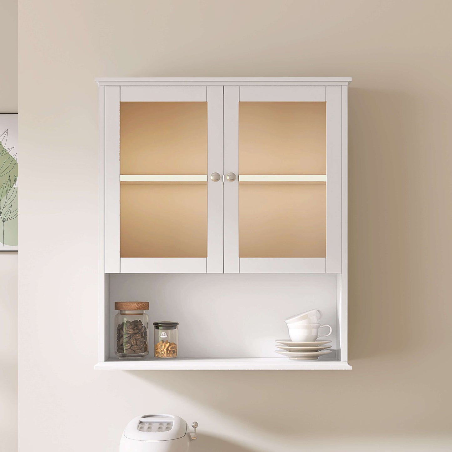 Medunjess 26 in. W x 30 in. H Bathroom Storage Wall Cabinet Fully Assembled with Sensor Light