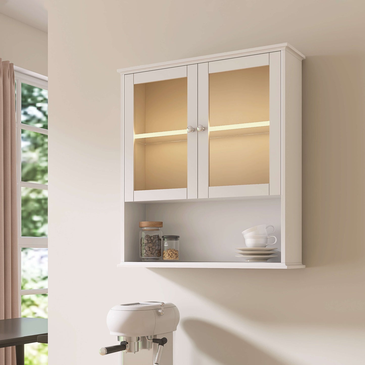 Medunjess 26 in. W x 30 in. H Bathroom Storage Wall Cabinet Fully Assembled with Sensor Light