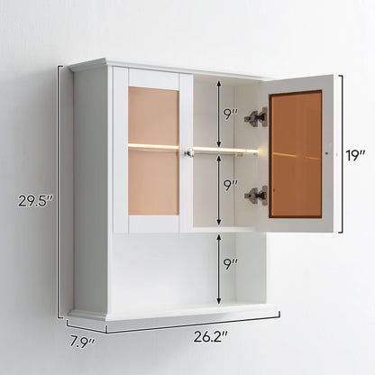Medunjess 26 in. W x 30 in. H Bathroom Storage Wall Cabinet Fully Assembled with Sensor Light