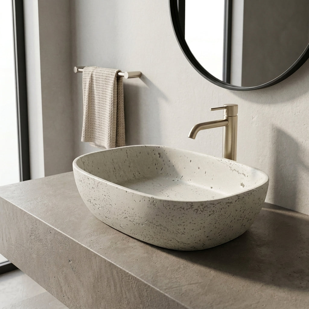 Medunjess 23"  Oval Terrazzo Patterned Above-Counter Bathroom Vanity Basin