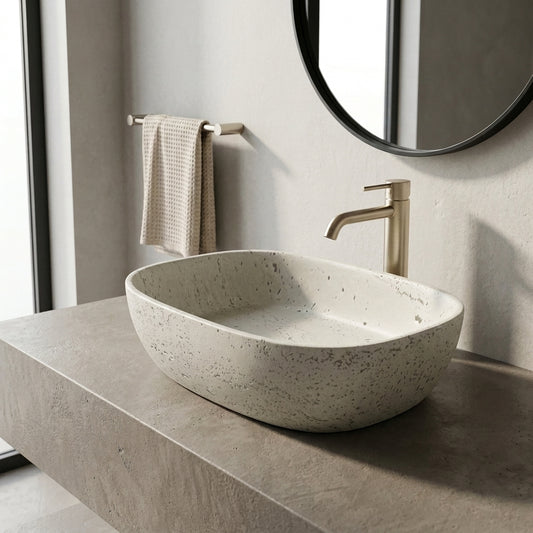 Medunjess 23"  Oval Terrazzo Patterned Above-Counter Bathroom Vanity Basin