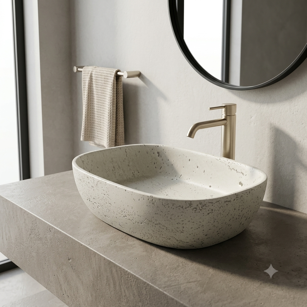 Medunjess 23"  Oval Terrazzo Patterned Above-Counter Bathroom Vanity Basin