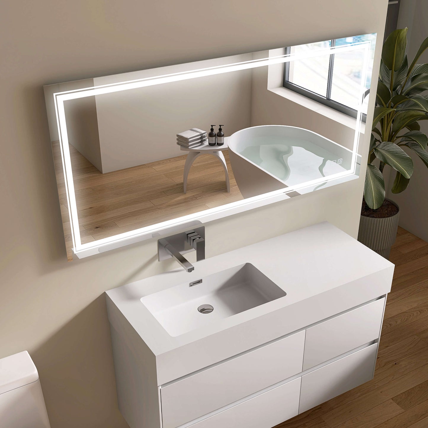 Medunjess 59'' Luminelle LED Mirror Adjustable brightness and color temperature